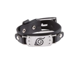 Anime Naruto Konoha Logo Headband Leather Bracelet Cosplay Accessory For Boys and Men
