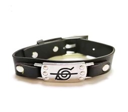 Anime Naruto Konoha Logo Uchiha Itachi Headband Leather Bracelet Cosplay Accessory For Boys and Men