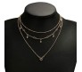 Boho Layered Necklace Gold Sun Charm Pendant Necklace Star Choker Multilayer Chain Short Necklace Jewelry with Crystal for Women and Girls Gold