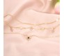 Boho Layered Necklace Gold Sun Charm Pendant Necklace Star Choker Multilayer Chain Short Necklace Jewelry with Crystal for Women and Girls Gold