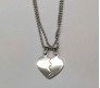 Couple Half Heart Joining Flat Pendant Locket with 2 Necklace for Couple / BF / GF / BFF