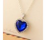 Crystal Blue Heart Titanic 50 cm Necklace For Girls Fashion Pendant Heart Of The Ocean Jewellery Valentine Or Mothers Day Gift For Girls And Women Blue Silver