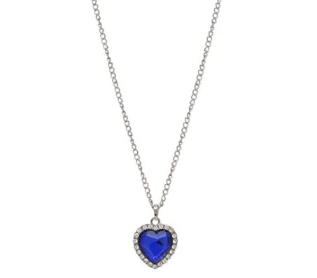 Crystal Blue Heart Titanic 50 cm Necklace For Girls Fashion Pendant Heart Of The Ocean Jewellery Valentine Or Mothers Day Gift For Girls And Women Blue Silver