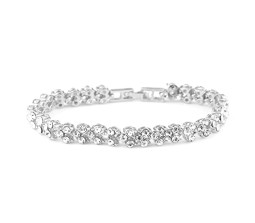 Crystal Silver Plated and Cubic Zircon Diamond Bracelet in Heart Shape for Women & Girls