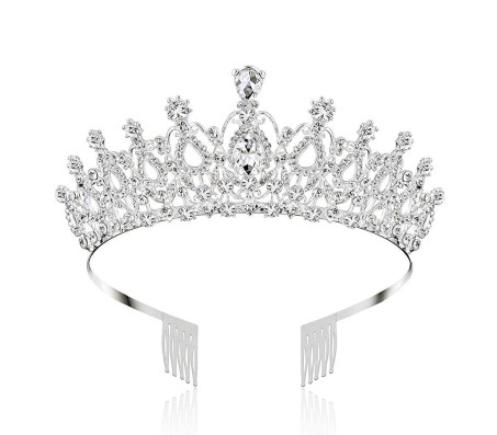 Crystal Tiara Wedding Crown For Bride with Rhinestones Comb For Woman and Girls
