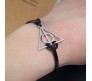 Deathly Hallows Leather Bracelet for Women Boys and Girls Silver Black