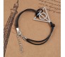 Deathly Hallows Leather Bracelet for Women Boys and Girls Silver Black