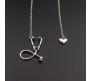 Doctor Stethoscope Heart Pendant Necklace for Women (Silver)
