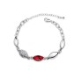 Eyes Tear Drop Red Crystal Rhinestone Pendant with Earring and Bracelet Silver Plated Valentine Jewellery Set for Girls and Women
