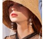 Fashion Stylish Dangling Long Gold Plated Drop White Pearl Earrings Party And Western / Wear for Women and Girls Gold