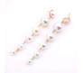 Fashion Stylish Dangling Long Gold Plated Drop White Pearl Earrings Party And Western / Wear for Women and Girls Gold