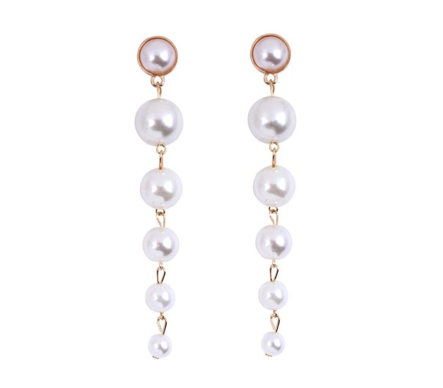 Gold Plated or Sterling Silver White Pearl Cute Duck Long Threader Earrings  - TALICH
