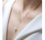 Gold Hanging Single Pearl Drop Pendant Trendy And Stylish Work Wear Adjustable Necklace Chain For Women And Girls Gold White