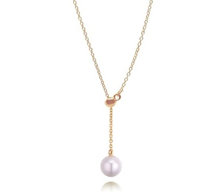 Gold Hanging Single Pearl Drop Pendant Trendy And Stylish Work Wear Adjustable Necklace Chain For Women And Girls Gold White