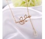 Gold Leaf Single Pearl Drop Water Stylish Leaves Pendant Necklace For Girls And Women Gold White