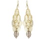 Gold Plated Leaf Earrings Long Leaves Tassel For Woman and Girls