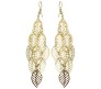 Gold Plated Leaf Earrings Long Leaves Tassel For Woman and Girls