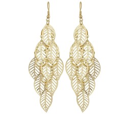 Gold Plated Leaf Earrings Long Leaves Tassel For Woman and Girls
