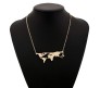 Golden Metal World Map Travel Abstract Pendant Gold Plated Necklace for Women and Girls