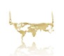 Golden Metal World Map Travel Abstract Pendant Gold Plated Necklace for Women and Girls