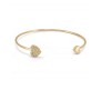 Heart Bracelet Cuff with Rhinestone and Gold Plating Stylish Adjustable Solid Bracelets for Women and Girls Gold