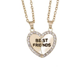 Heart Locket Best Friends 2 PCS Combo for BFF Bestfriend Pendant Necklace with 2 Chain for Girls Bestie Birthday Gift Gold