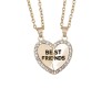 Heart Locket Best Friends 2 PCS Combo for BFF Bestfriend Pendant Necklace with 2 Chain for Girls Bestie Birthday Gift Gold