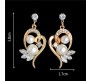 Heart Shape Pearl With Crystal Rhinestones in Gold Plated Pendant Earring Jewellery Set for Girls and Women