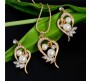 Heart Shape Pearl With Crystal Rhinestones in Gold Plated Pendant Earring Jewellery Set for Girls and Women