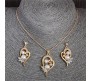 Heart Shape Pearl With Crystal Rhinestones in Gold Plated Pendant Earring Jewellery Set for Girls and Women