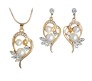 Heart Shape Pearl With Crystal Rhinestones in Gold Plated Pendant Earring Jewellery Set for Girls and Women