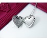 Heart Shape Photo Frame Locket With Engraved Design Pendant Silver Plated Necklace for Girls and Women