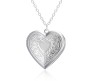Heart Shape Photo Frame Locket With Engraved Design Pendant Silver Plated Necklace for Girls and Women