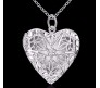 Heart Shape Photo Frame Pendant Necklace for Girls/Women (Silver Open)