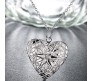 Heart Shape Photo Frame Pendant Necklace for Girls/Women (Silver Open)