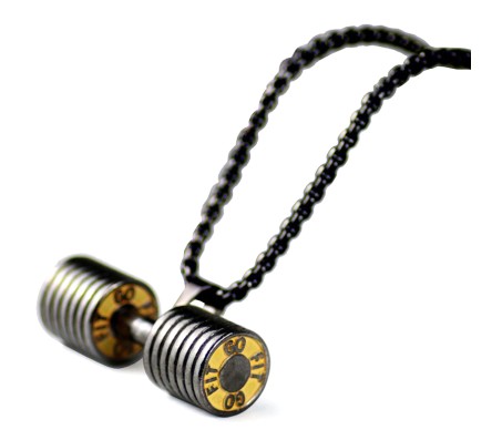 Heavy Gym Fitness Dumbbell Stainless Steel Pendant Locket Gift With Black Chain Necklace For Fitness Lovers Men and Boys