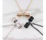 Gym Fitness Dumbbell Stainless Steel Pendant Locket Gift With Black Chain Necklace For Fitness Lovers Men and Boys