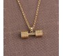 Gym Fitness Dumbbell Stainless Steel Pendant Locket Gift With Gold Chain Necklace For Fitness Lovers Men and Boys