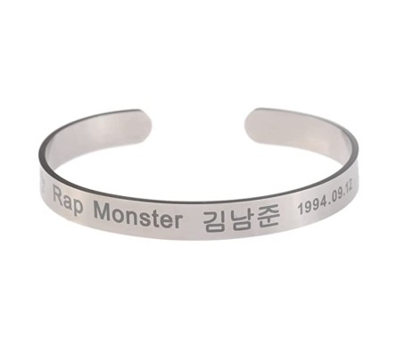 Kpop BTS Rap Monster Stainless Steel Open Adjustable Bracelet for Boys and Girls