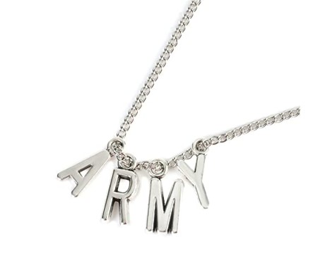 Kpop Bangtan BTS Pendent Army Letters Stylish Merchandise Necklace / Locket Chain for Army Girls Silver