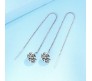 Long Silver Single Rhinestone Crystal Solitaire Tassel Earring for Girls and Women