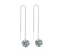Long Silver Single Rhinestone Crystal Solitaire Tassel Earring for Girls and Women