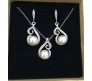 Music Shape Solitaire Pearl with Crystal Rhinestone Pendant and Earring Jewellery Set for Girls and Women