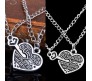 Only The Key Holder Can Unlock My Heart Steel Antique Silver Couple Pendant Necklace Set for Men & Women
