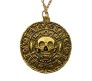 Pirates of The Caribbean Inspired Pendant Necklace Aztec Skull Coin Pirate Medallion Jewelry for Kids Men and Women Antic Gold