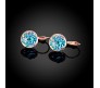 Rose Gold Plated Alloy and Crystal Round Earrings for Women & Girls Blue