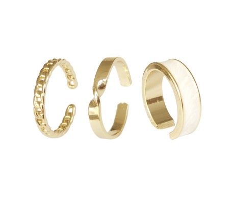 Set of 3 Gold Gold Adjustable Minimal Design Combo Pack Stylish Party and Daily Use Wear Ring Set For Girls and Women