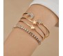 Set of 4 Multilayer Charm Bangle Gold Plated Adjustable Bracelet Combo Pack for Women and Girls Gold Silver