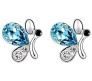 Silver Plated Blue Butterfly Pendent with Earrings Jewelry Set for Girls Women