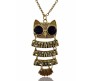 Vintage Long Chain Owl Pendant Necklace Anitque for Women Girls Mother and Sister Gift (Bronze Gold)